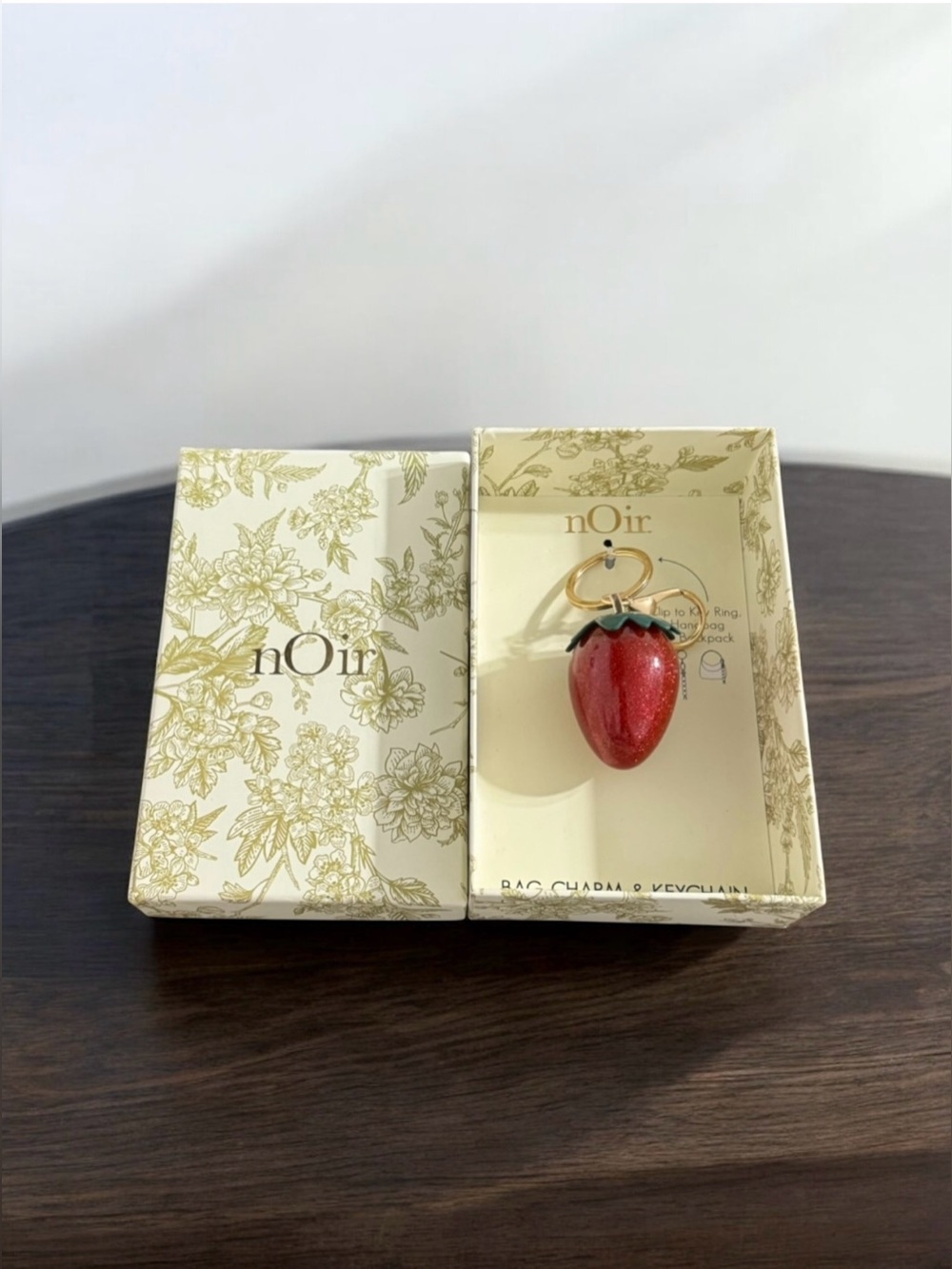 Noir Red Glitter Strawberry Bag Charm